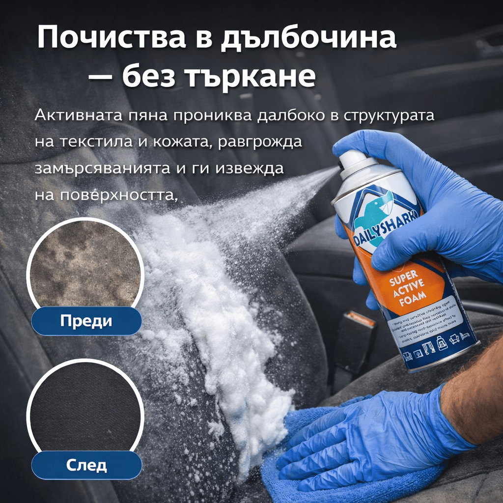 Дълбоко почистване за интериора на автомобила — без усилие