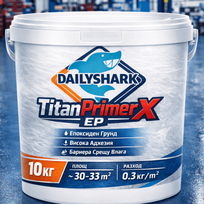 10kg TitanPrimerX EP - 2K Епоксиден Грунд за Подови Замърсени Повърхности