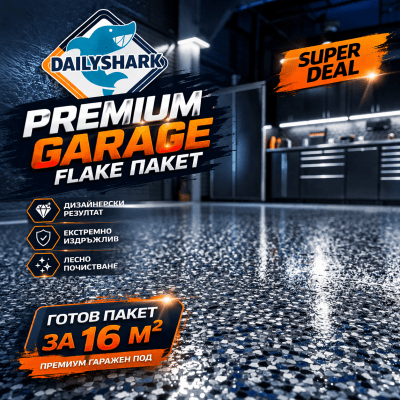 DailyShark – Премиум Гаражна Flake Система 20 м²